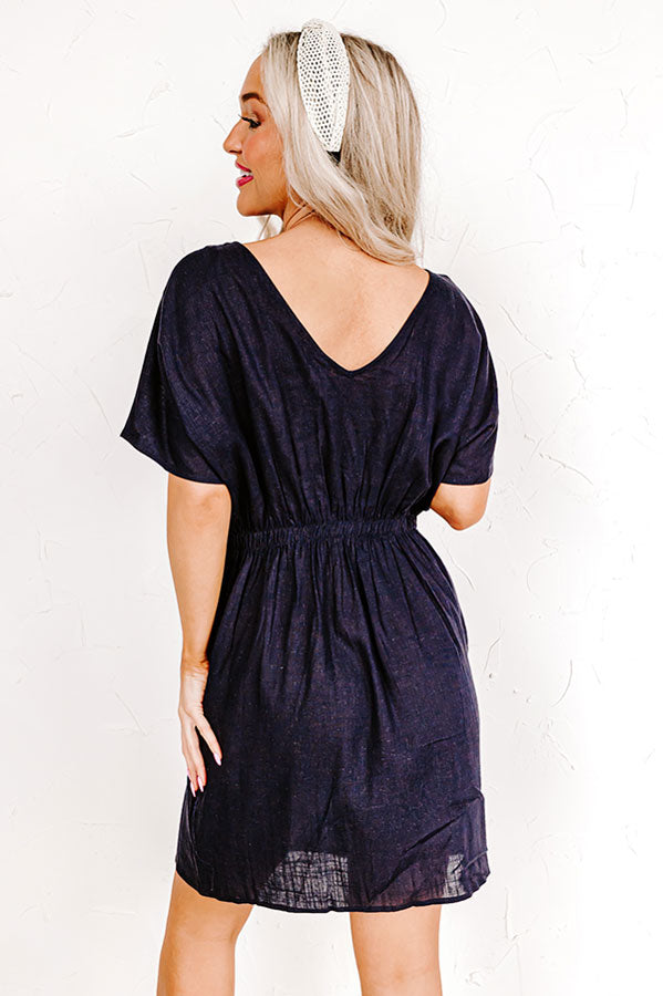 Capri Kisses Button Up Dress In Navy