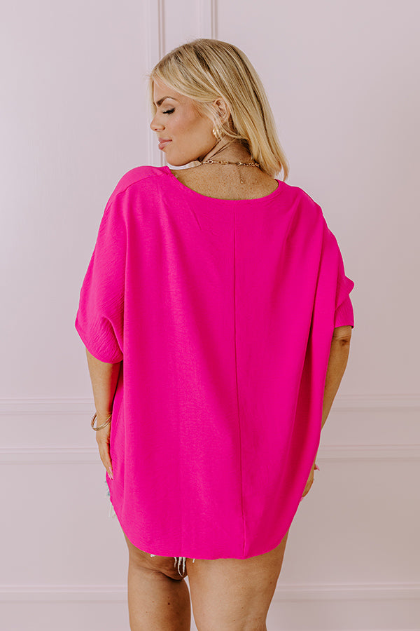 Vistas And Vino Shift Top in Hot Pink Curves   