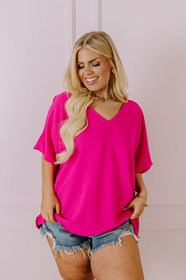 Vistas And Vino Shift Top in Hot Pink Curves   