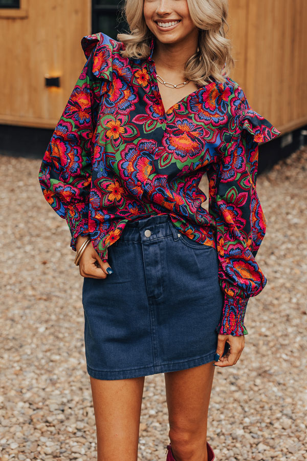 My Alma Mater Denim Skirt In Navy