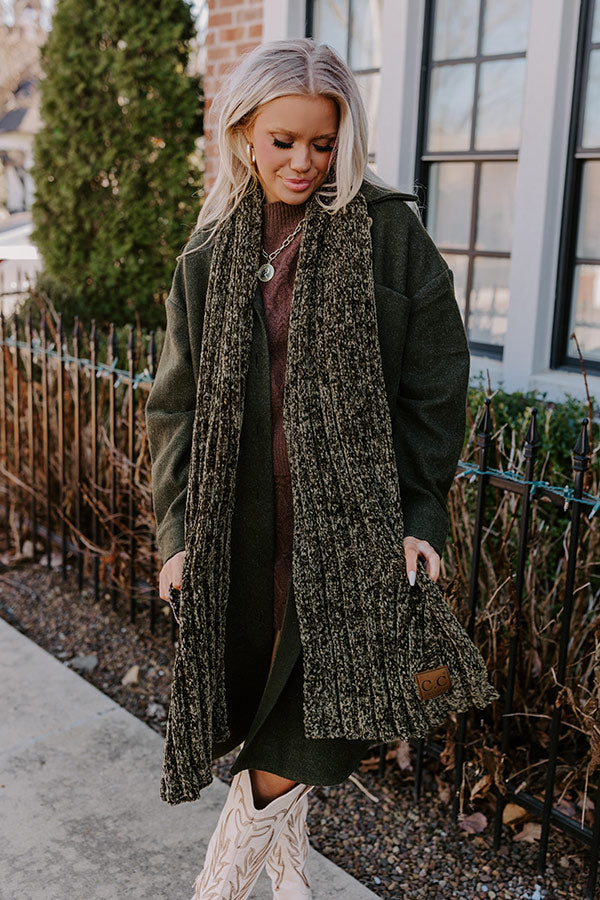 Snow Retreat Chenille Scarf in Martini Olive