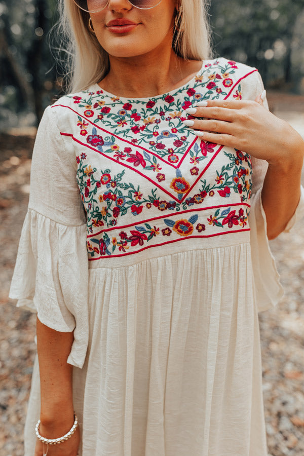 Cocktails In Costa Maya Embroidered Dress   