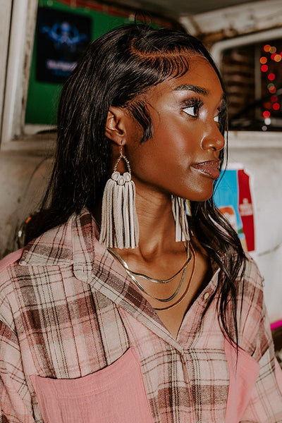 The Laguna Long Tassel Earrings in Smoky Quartz • Impressions