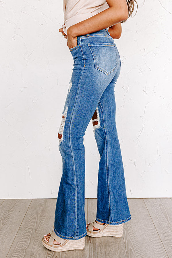 The Claire High Waist Distressed Flares