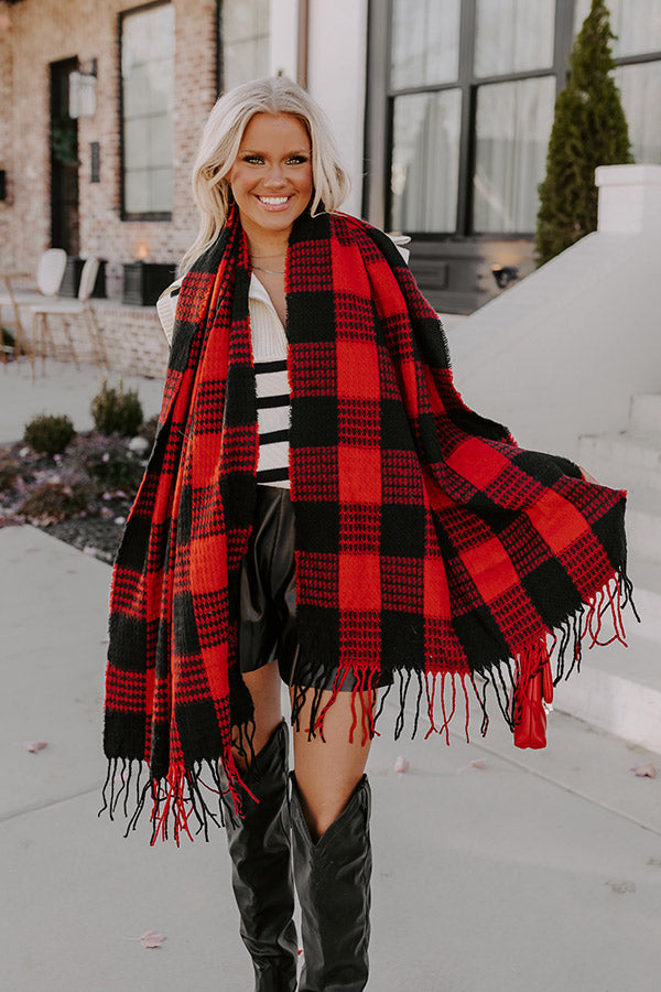 Peppermint Mocha Buffalo Check Scarf In Red