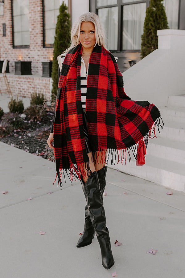 Peppermint Mocha Buffalo Check Scarf In Red