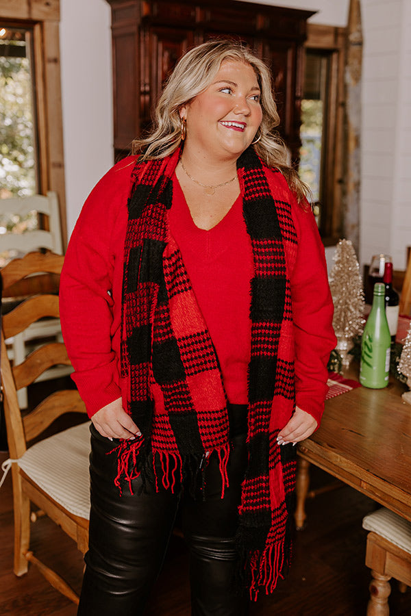 Peppermint Mocha Buffalo Check Scarf In Red