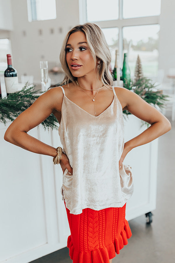 Cranberry Martini Velvet Tank In Cream