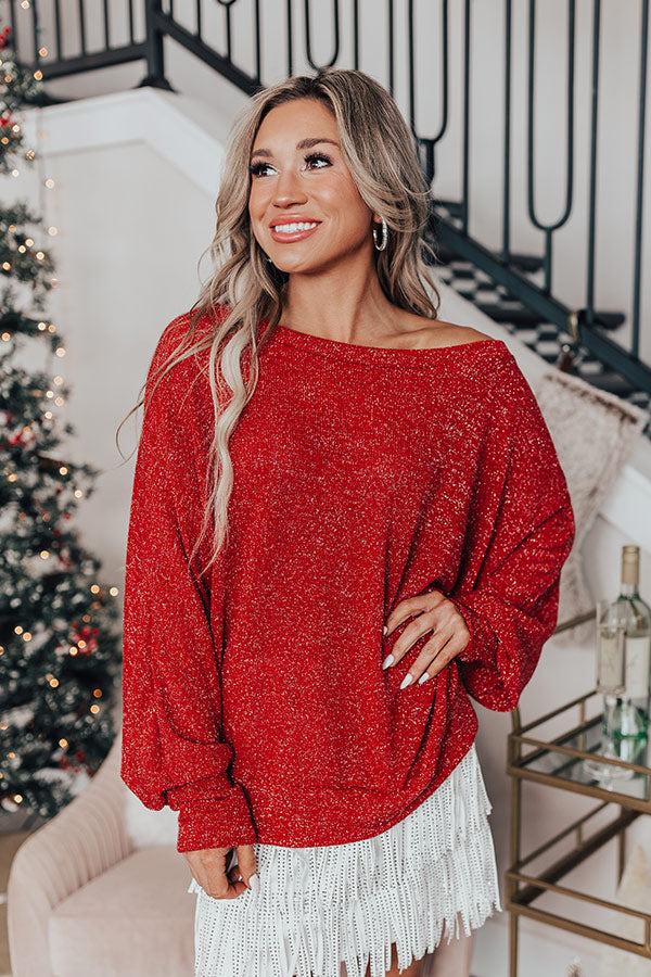 Shimmery Babe Shift Top In Red