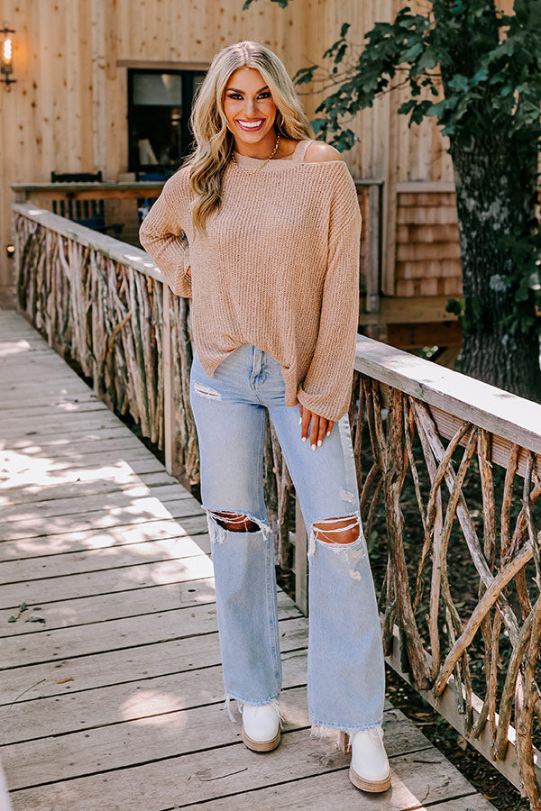 Simply Curated Knit Top In Light Mocha