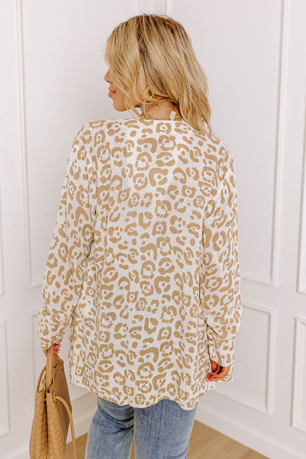 Great Minds Think Alike Leopard Cardigan in Khaki  Curves