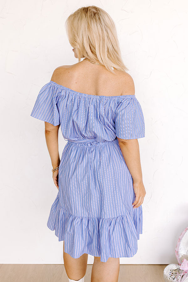 Simply Supreme Stripe Dress In Sky Blue Curves