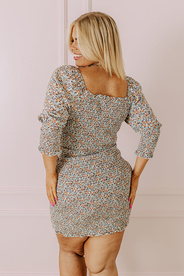 Strut The Runway Smocked Dress In Sky Blue Curves