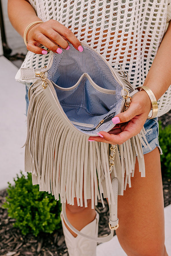 Right On Cue Fringe Crossbody In Grey