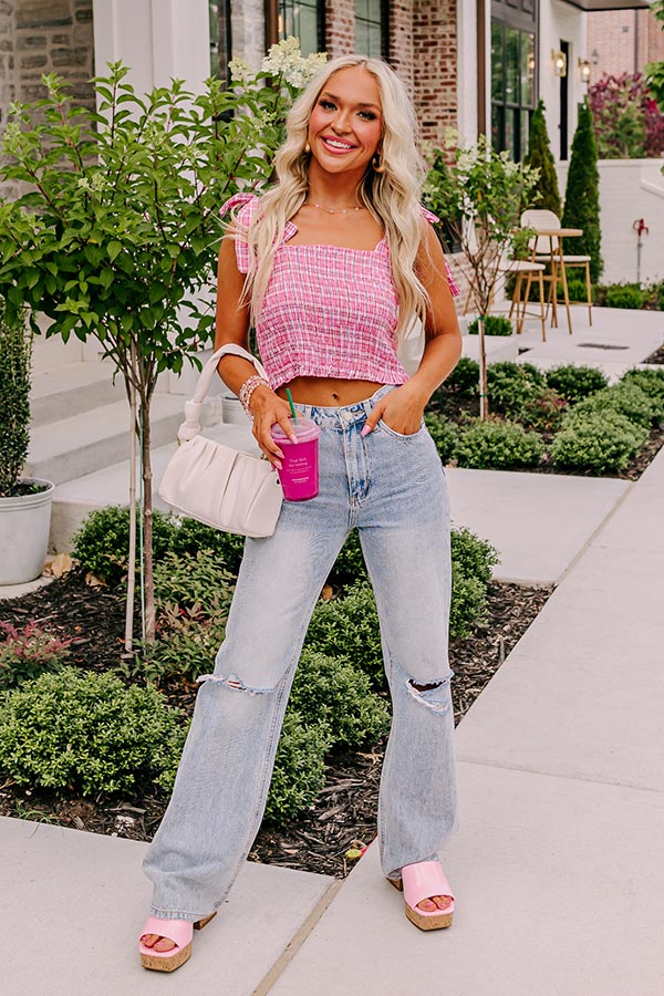 Pep Rally Smocked Top In Pink