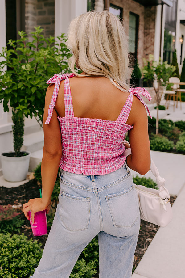 Pep Rally Smocked Top In Pink