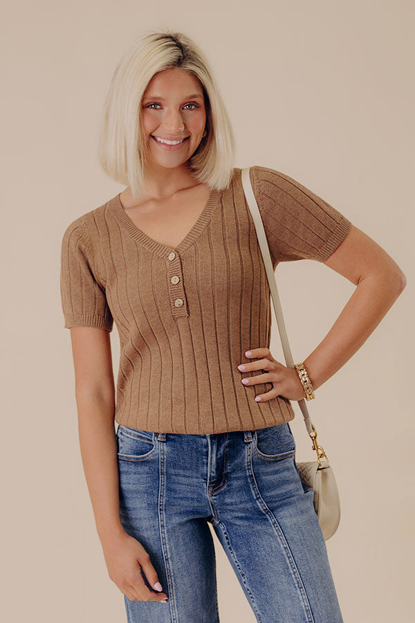 Cider Sweetness Knit Top In Mocha Image - 1
