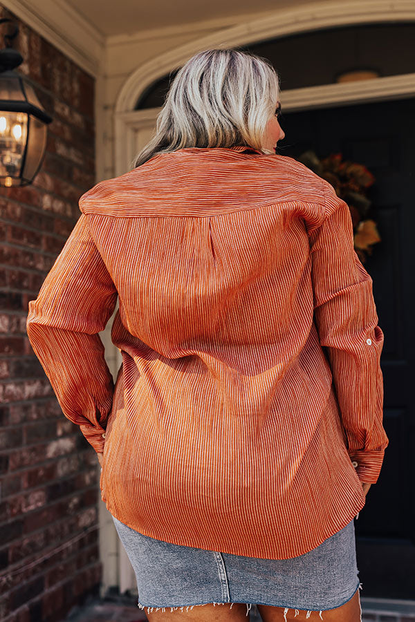 Stripes And Smiles Shift Top in Rust Curves