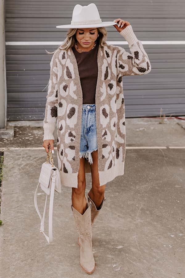 Northern Chill Leopard Cardigan In Mocha