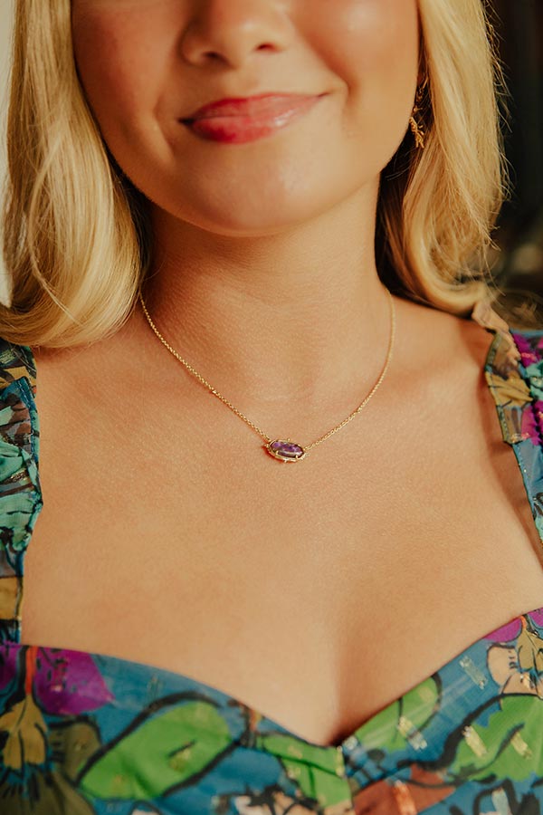 Kendra Scott Baroque Elisa Gold Pendant Necklace in Mauve Abalone Image - 1