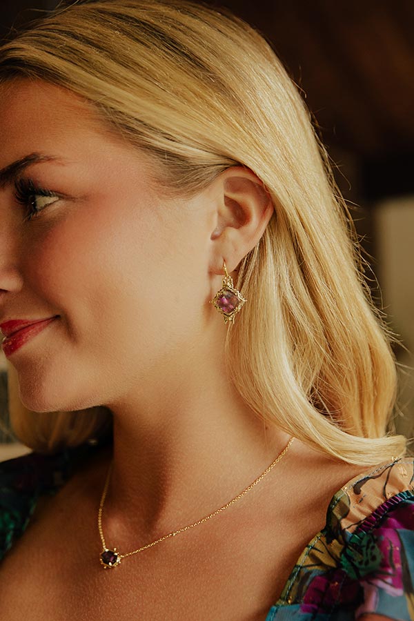Kendra Scott Cass Gold Drop Earrings in Mauve Abalone Image - 1