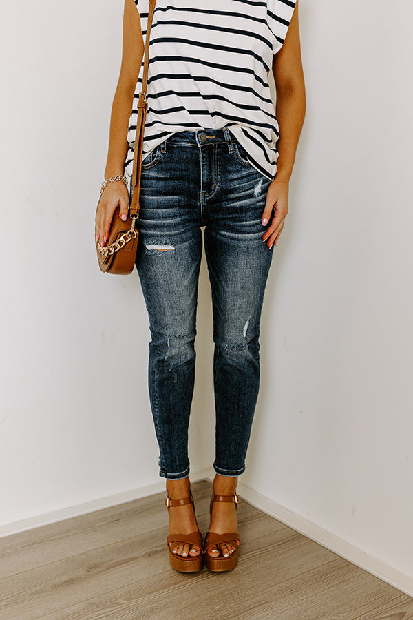 Risen The Hartlen High Waist Distressed Jean in Dark Wash