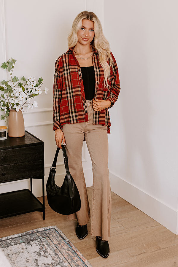 Wait List Plaid Top In Rust