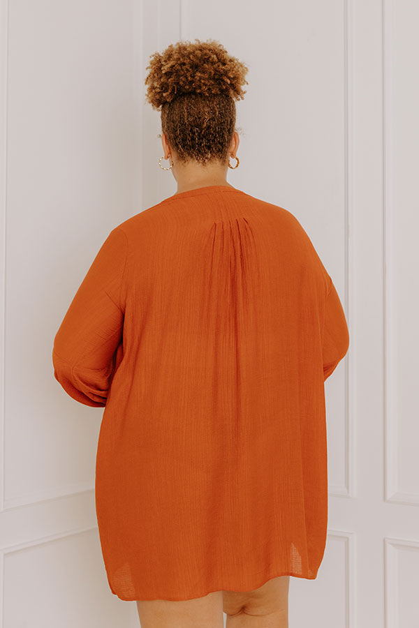 Patio In Paris Shift Dress In Rust Curves Image - 5