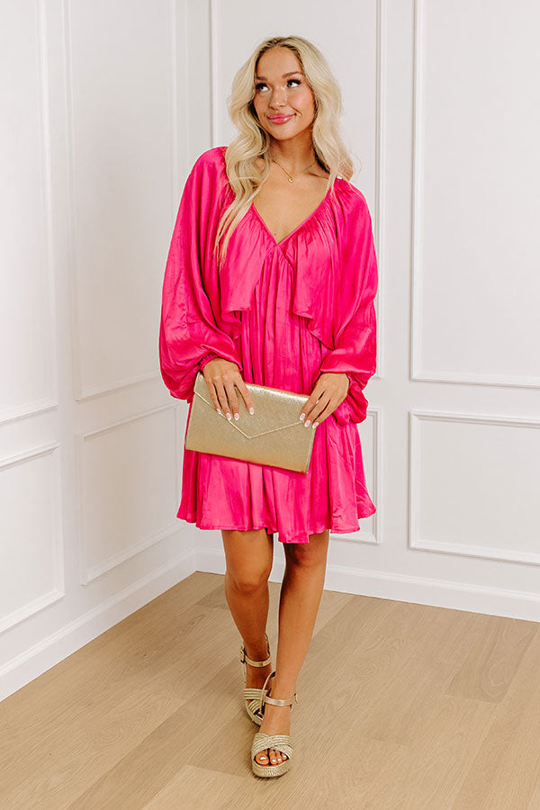 Impeccably Dressed Satin Dress In Pink