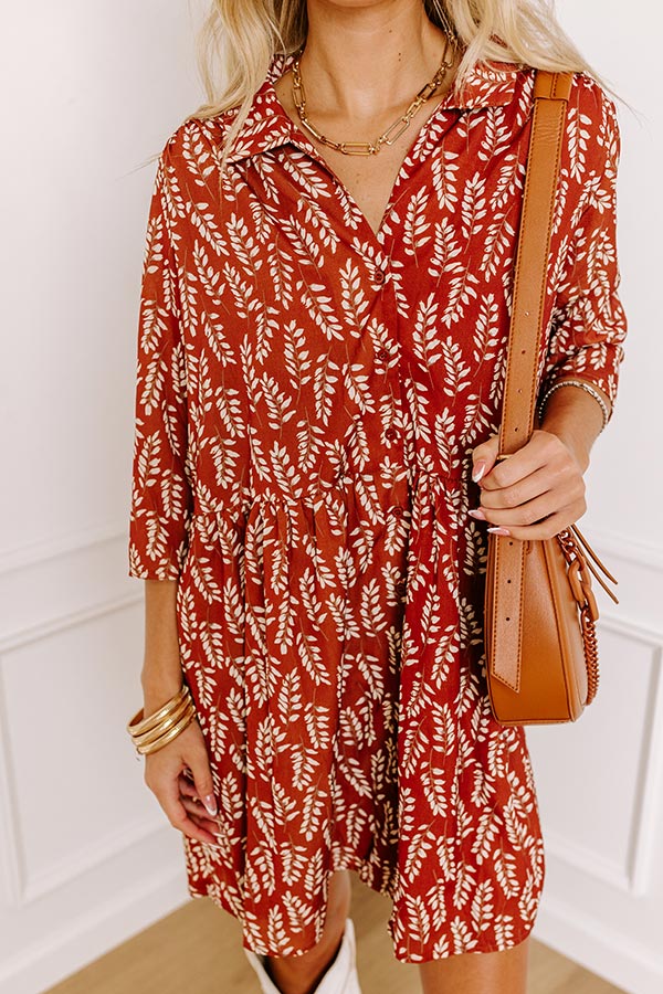 Cheery Mood Tunic Dress In Rust