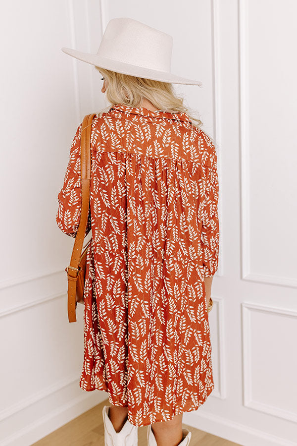 Cheery Mood Tunic Dress In Rust