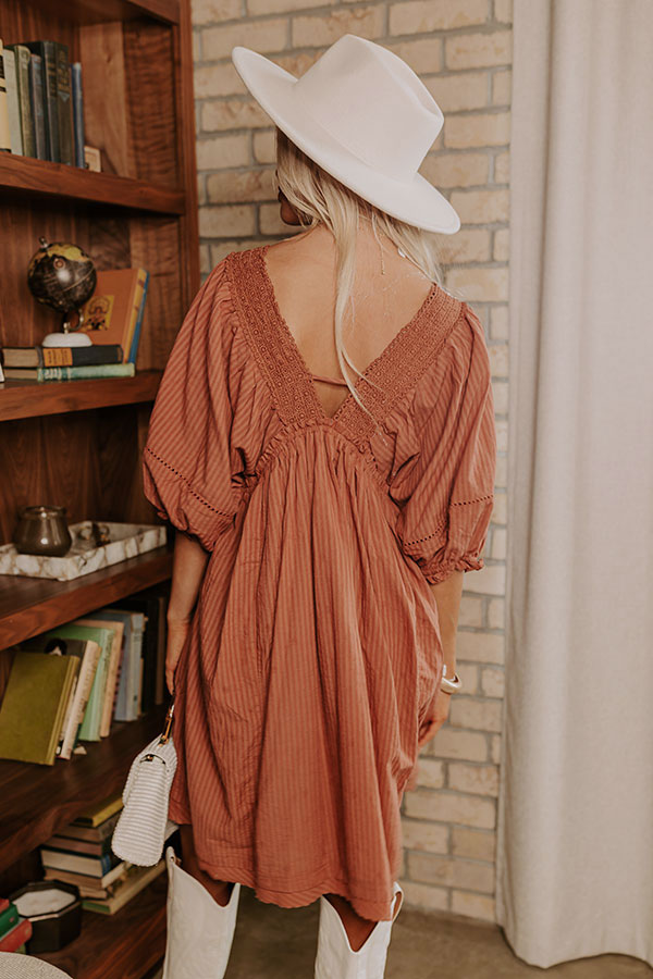 Writers Retreat Babydoll Dress In Rust