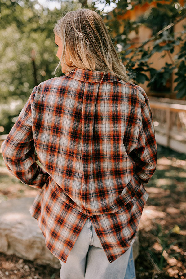 Cozy Accord Plaid Top in Rust Curves