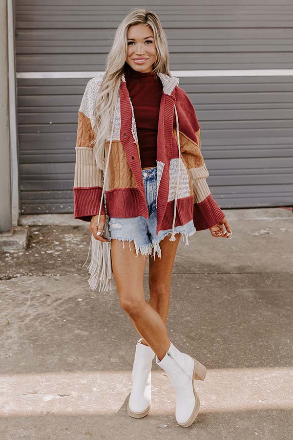 Snuggle Spot Colorblock Sweater In Aurora Red