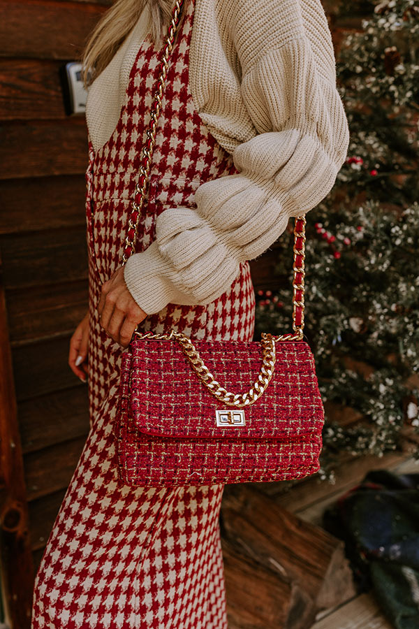 Before Happy Hour Tweed Purse In Crimson