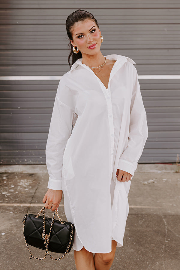 Born To Be Stylish Button Up Dress In White