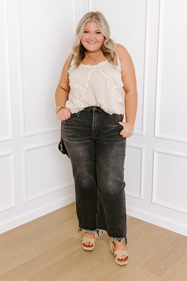 Made For Sunshine Frayed Tank In Cream Curves