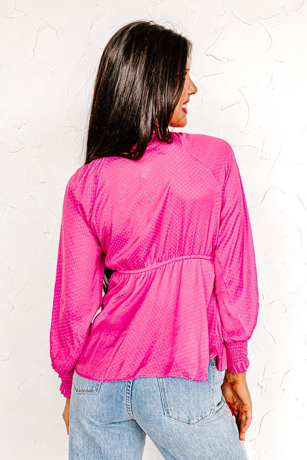 Brighter Than Sunshine Front Tie Top In Hot Pink