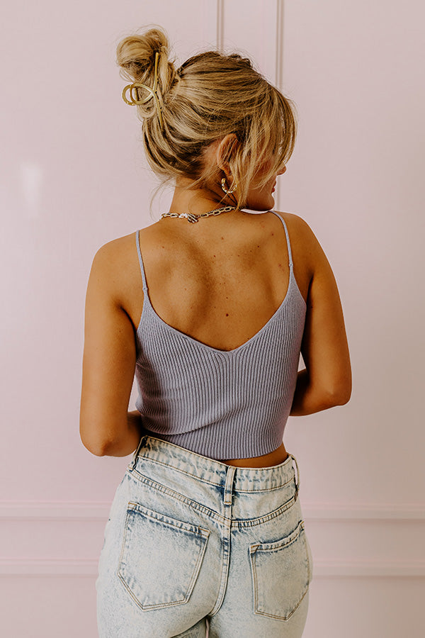 Inspiration On Overdrive Ribbed Crop Tank In Light Periwinkle