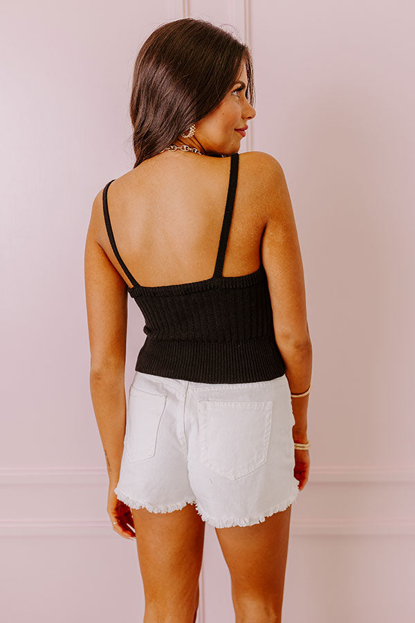 Cool Cruise Knit Crop Tank In Black