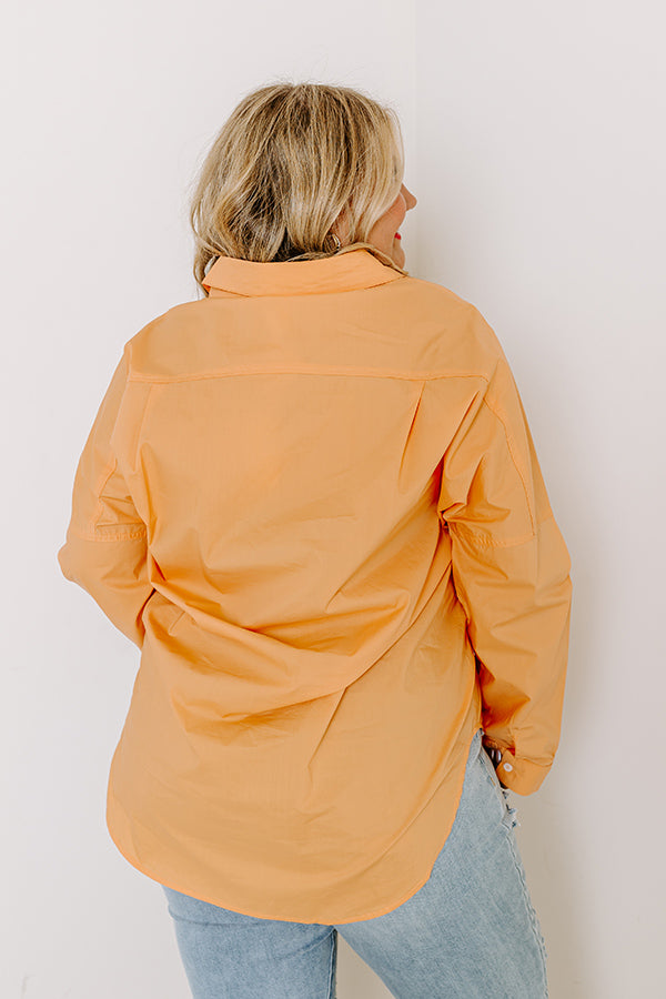 Sending Good Luck Button Up Top In Orange Curves