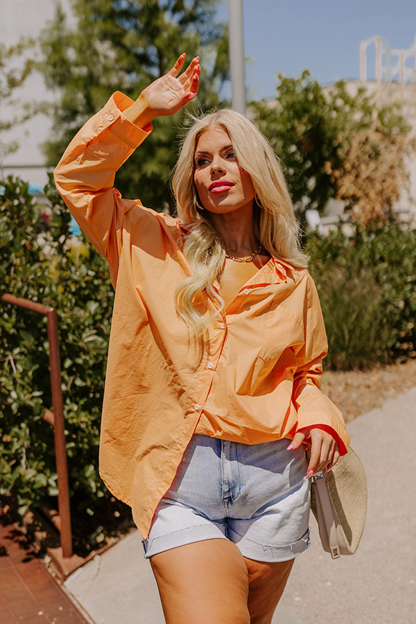 Sending Good Luck Button Up Top In Orange Curves