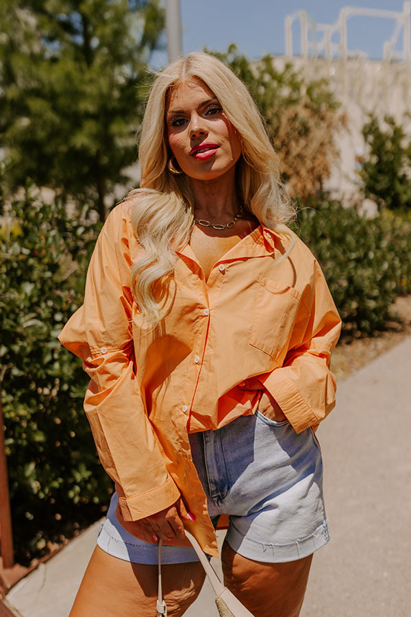 Sending Good Luck Button Up Top In Orange Curves