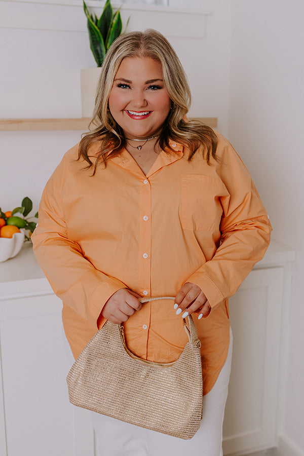 Sending Good Luck Button Up Top In Orange Curves