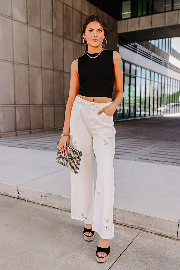 The Benett High Waist Distressed Pants In Ivory