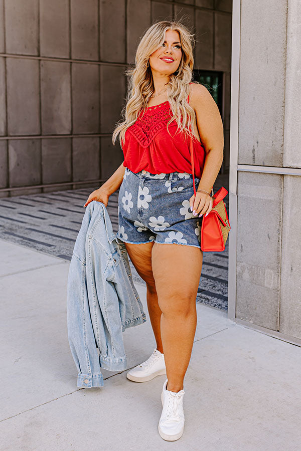 Beachy Bonding Shift Tank In Red Curves