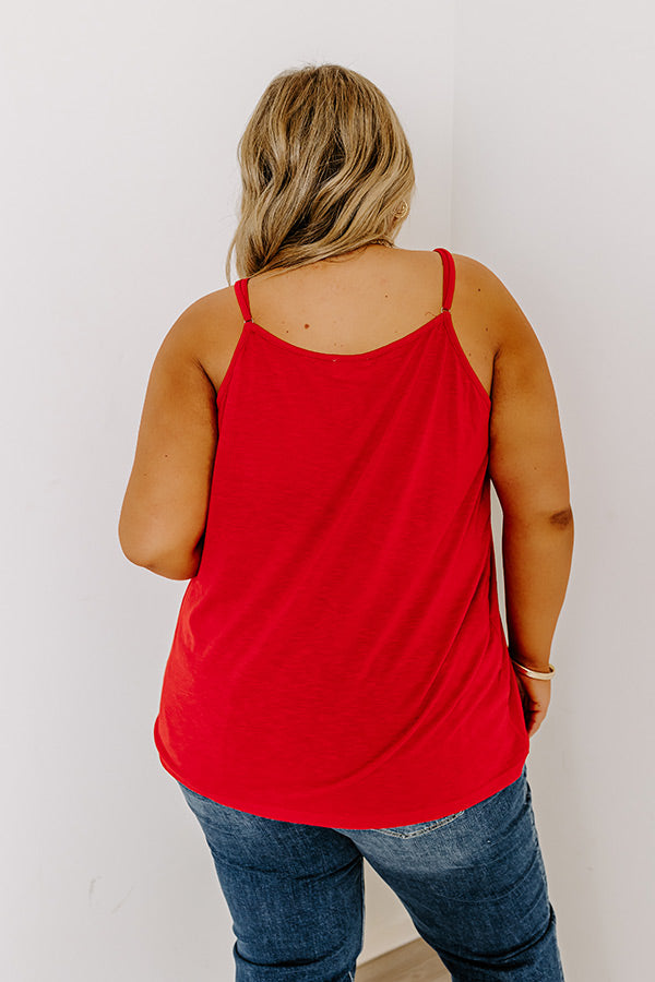 Beachy Bonding Shift Tank In Red Curves