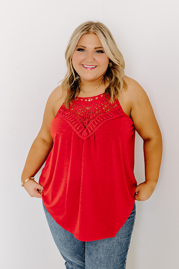 Beachy Bonding Shift Tank In Red Curves