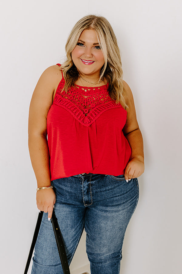 Beachy Bonding Shift Tank In Red Curves