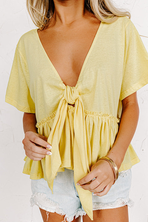 Sweet On Me Front Tie Top In Yellow